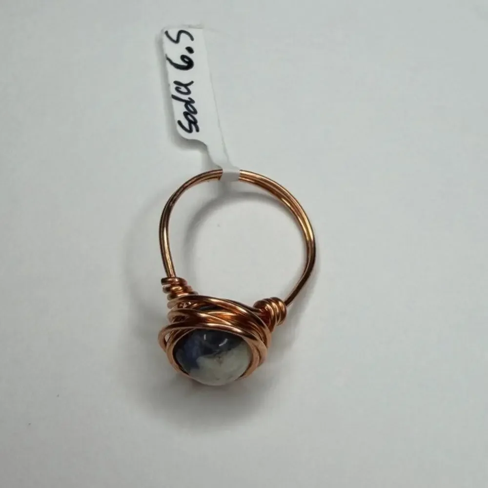 Sodalite copper ring handmade